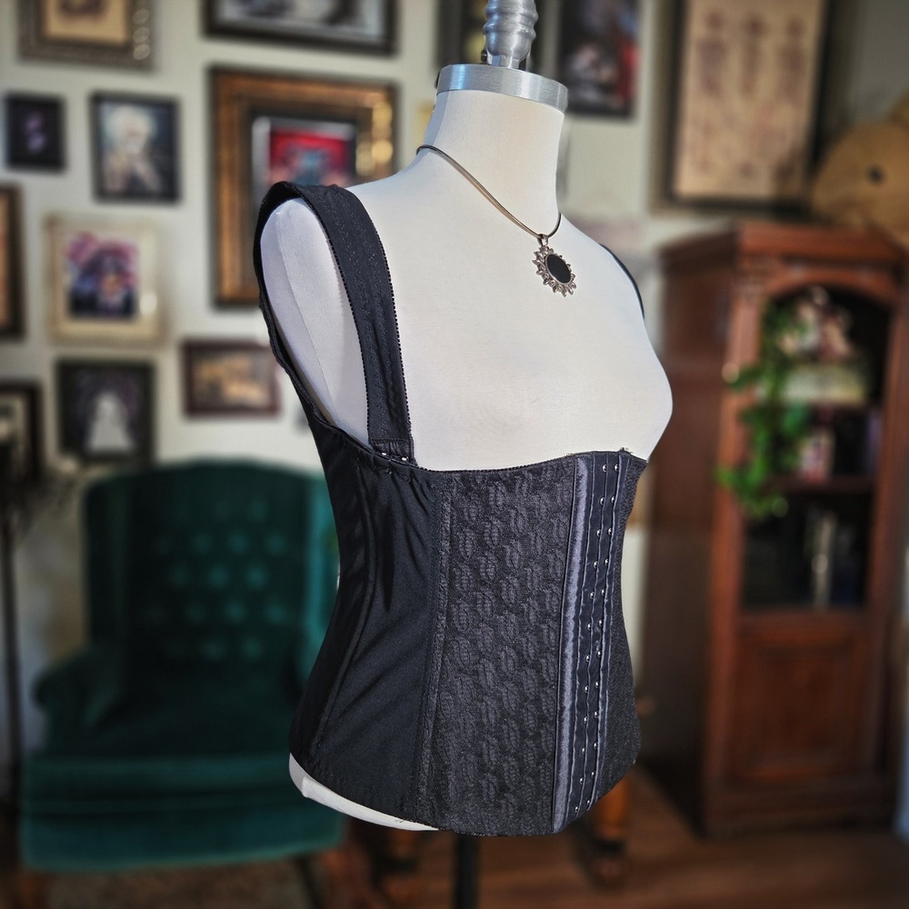Ardyss Corsette D Luxe Black Lace Boned Underbust Corset Adjustable Straps Top - Picture 2 of 7